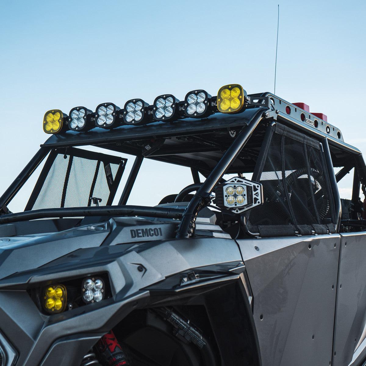 Baja Designs Squadron Nighthawk Mirror UTV LED Light Kit, Wide Cornering Pattern, Clear, 1.875 Inch Tube Mount - Apollo Off-Road