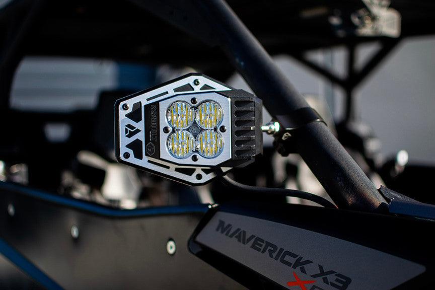 Baja Designs Squadron Nighthawk Mirror UTV LED Light Kit, Wide Cornering Pattern, Clear, 1.875 Inch Tube Mount - Apollo Off-Road