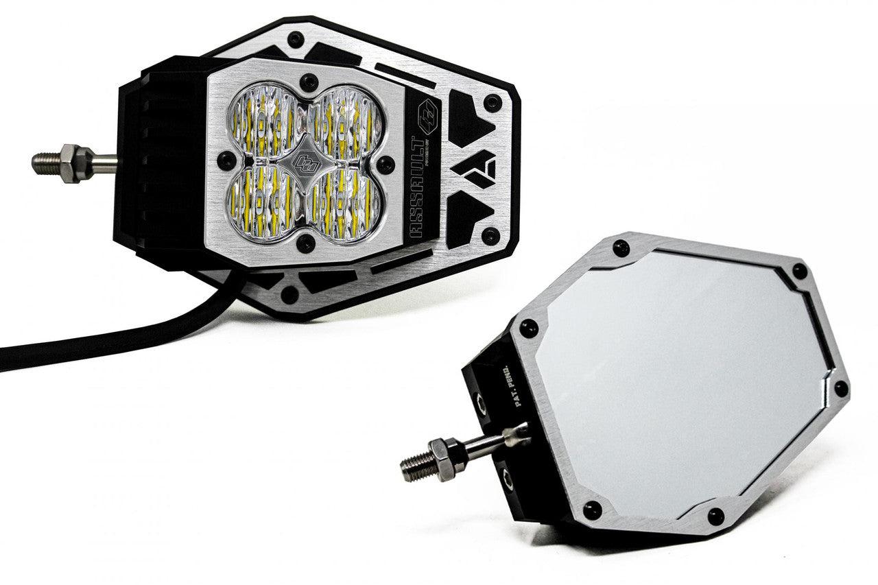 Baja Designs Squadron Nighthawk Mirror UTV LED Light Kit, Wide Cornering Pattern, Clear, 1.875 Inch Tube Mount - Apollo Off-Road