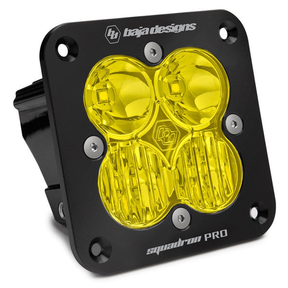 Baja Designs Squadron Pro Black Flush Mount LED Light Pod, Driving-Combo Pattern, Amber - Apollo Off-Road