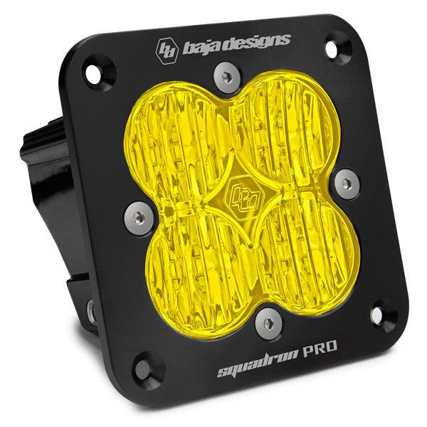 Baja Designs Squadron Pro Black Flush Mount LED Light Pod, Wide Cornering Pattern, Amber - Apollo Off-Road