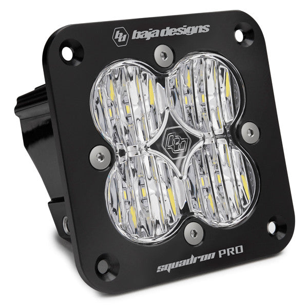 Baja Designs Squadron Pro Black Flush Mount LED Light Pod, Wide Cornering Pattern, Clear - Apollo Off-Road
