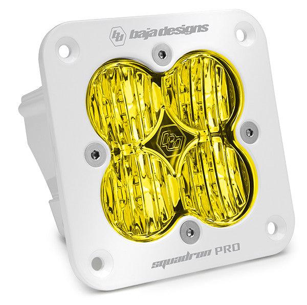 Baja Designs Squadron Pro White Flush Mount LED Light Pod, Wide Cornering Pattern, Amber - Apollo Off-Road