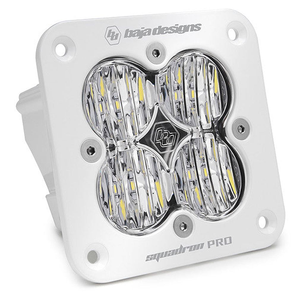 Baja Designs Squadron Pro White Flush Mount LED Light Pod, Wide Cornering Pattern, Clear - Apollo Off-Road