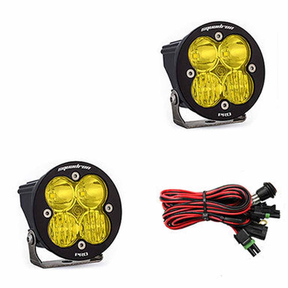 Baja Designs Squadron-R Pro Black LED Light Pod Pair, Driving-Combo Pattern, Amber - Apollo Off-Road
