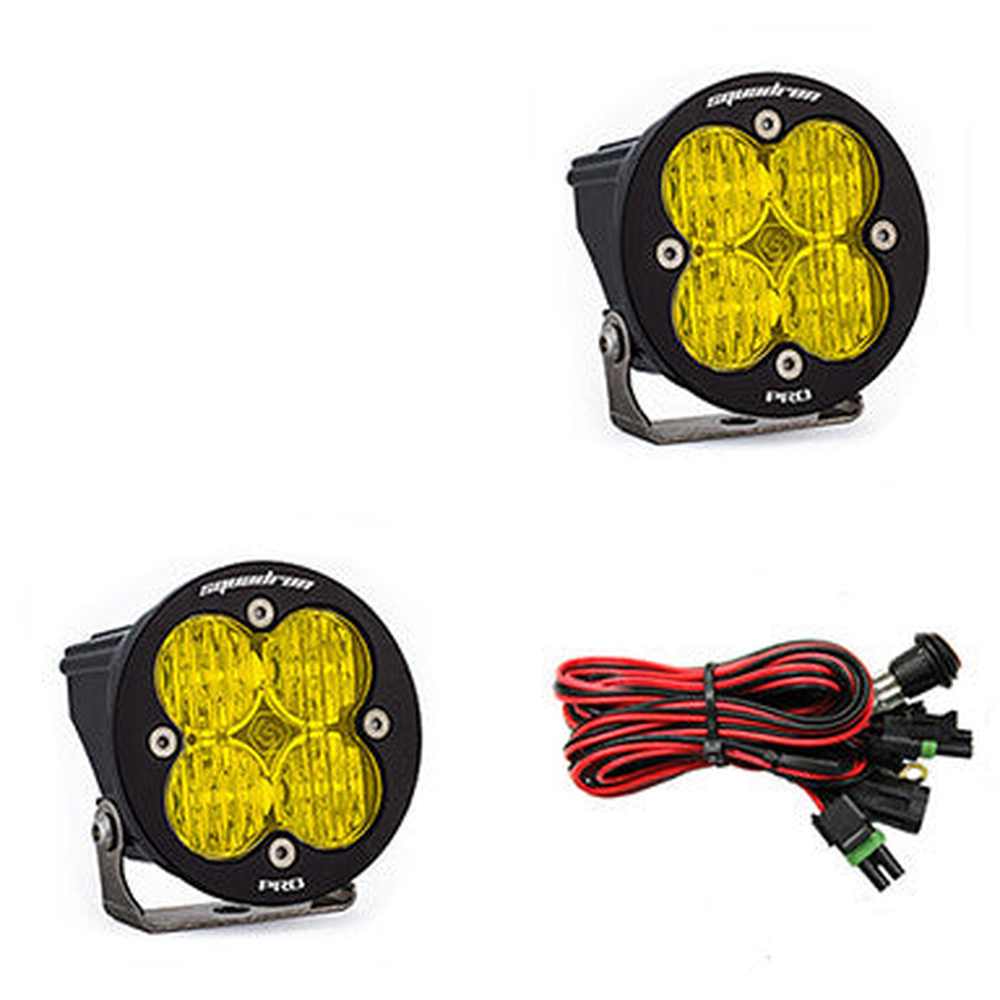 Baja Designs Squadron-R Pro Black LED Light Pod Pair, Wide Cornering Pattern, Amber - Apollo Off-Road