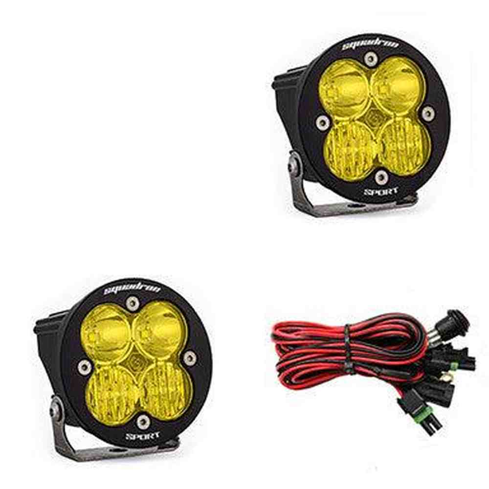 Baja Designs Squadron-R Sport Black LED Light Pod Pair, Driving-Combo Pattern, Amber - Apollo Off-Road