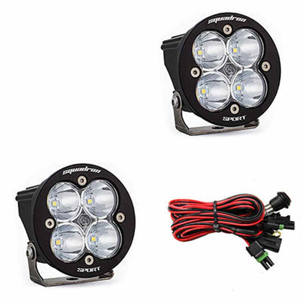 Baja Designs Squadron-R Sport Black LED Light Pod Pair, Spot Pattern, Clear - Apollo Off-Road