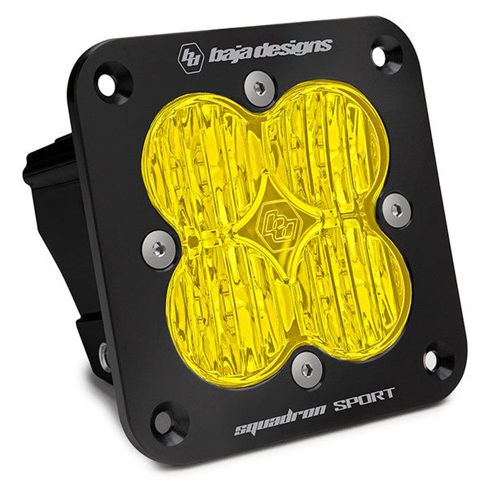 Baja Designs Squadron Sport Black Flush Mount LED Light Pod, Wide Cornering Pattern, Amber - Apollo Off-Road