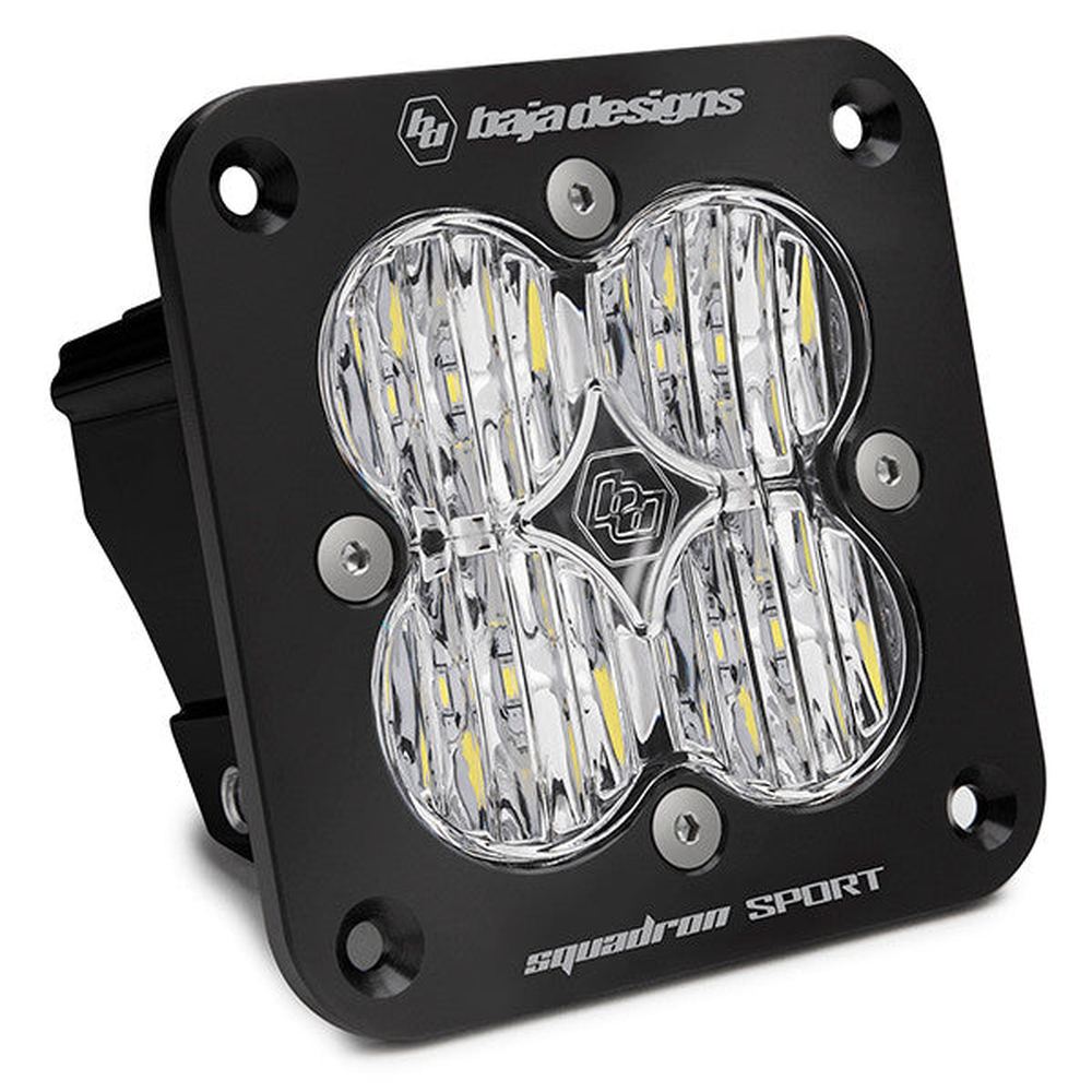 Baja Designs Squadron Sport Black Flush Mount LED Light Pod, Wide Cornering Pattern, Clear - Apollo Off-Road
