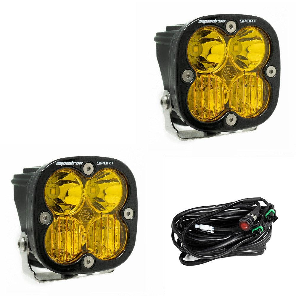 Baja Designs Squadron Sport Black LED Light Pod Pair, Driving-Combo Pattern, Amber - Apollo Off-Road