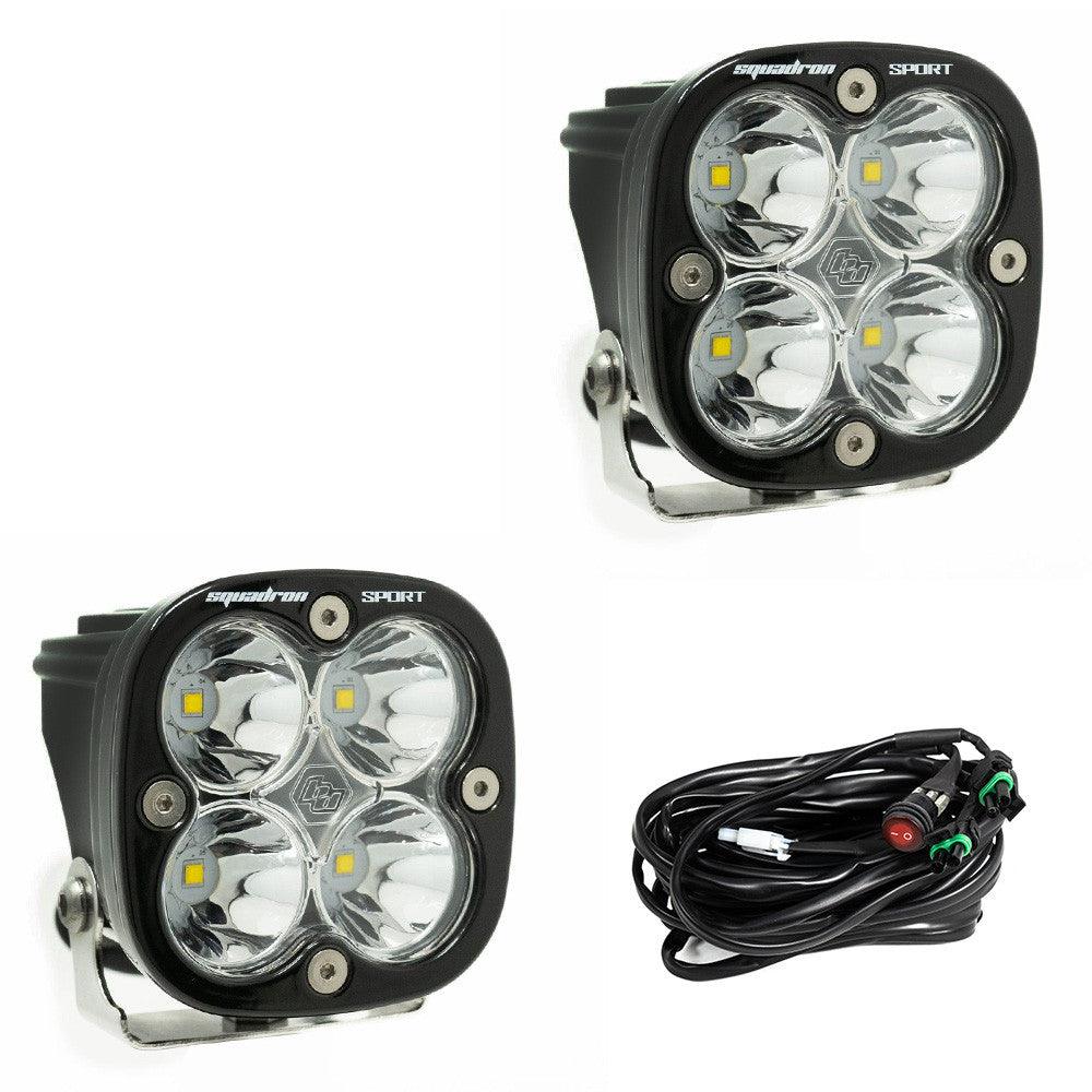 Baja Designs Squadron Sport Black LED Light Pod Pair, Spot Pattern, Clear - Apollo Off-Road