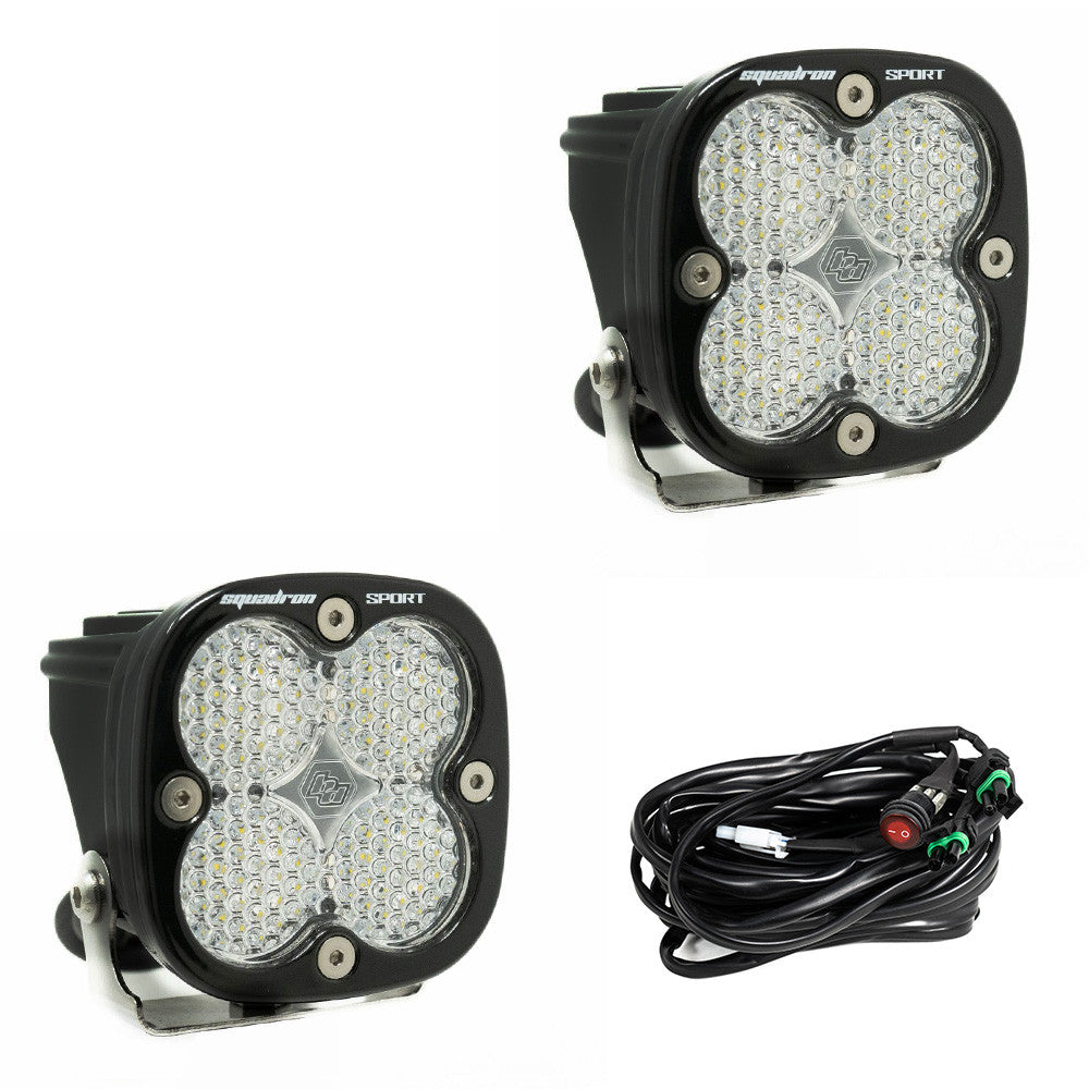 Baja Designs Squadron Sport Black LED Light Pod Pair, Work-Scene Pattern, Clear - Apollo Off-Road