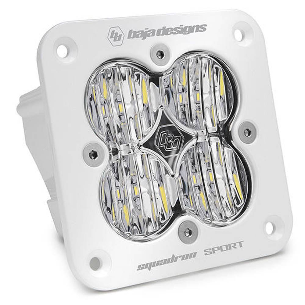 Baja Designs Squadron Sport White Flush Mount LED Light Pod, Wide Cornering Pattern, Clear - Apollo Off-Road