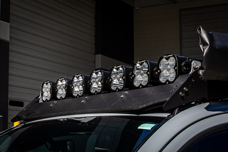 Baja Designs Toyota XL-Linkable 7-Light Roof Light Bar Kit For Prinsu-Sherpa Rack- Toyota 2010-22 4Runner, 2007-14 FJ Cruiser, 2005-22 Tacoma, 2007-21 Tundra - Apollo Off-Road