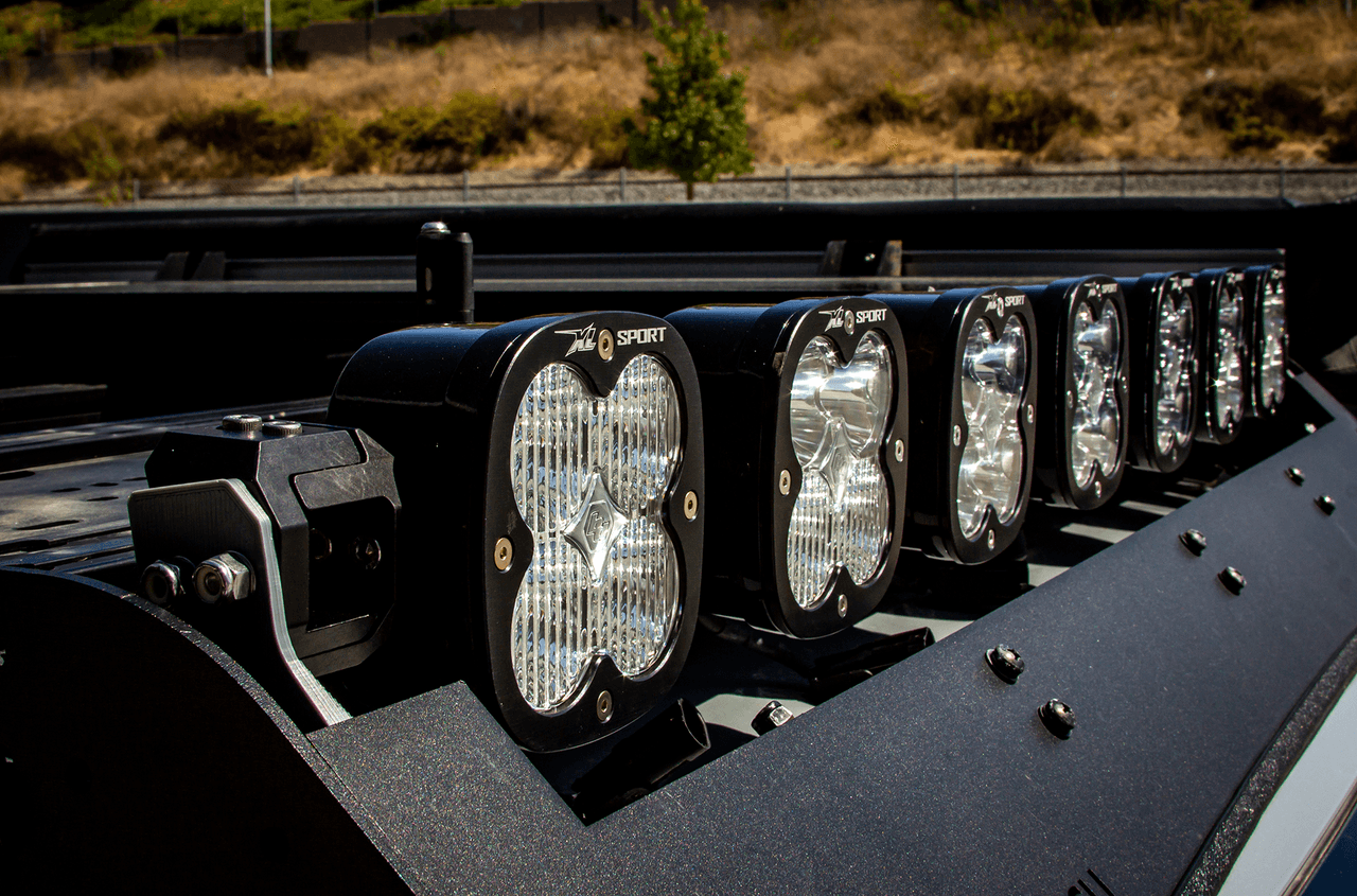 Baja Designs Toyota XL-Linkable 7-Light Roof Light Bar Kit For Prinsu-Sherpa Rack- Toyota 2010-22 4Runner, 2007-14 FJ Cruiser, 2005-22 Tacoma, 2007-21 Tundra - Apollo Off-Road