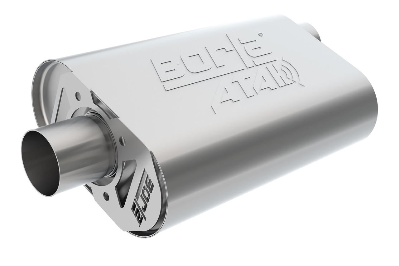 CrateMuffler Chrysler-Dodge-Plymouth-Mopar Big Block, Center Outlet, ATAK, Chrome - Apollo Off-Road