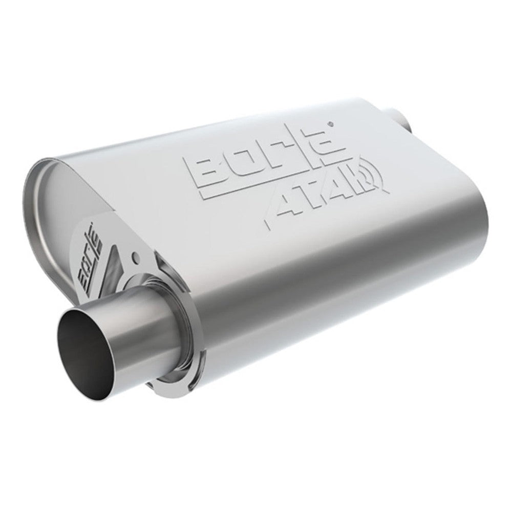 CrateMuffler Ford 289-302 Small Block & FE BB, Offset Outlet, ATAK, Chrome - Apollo Off-Road