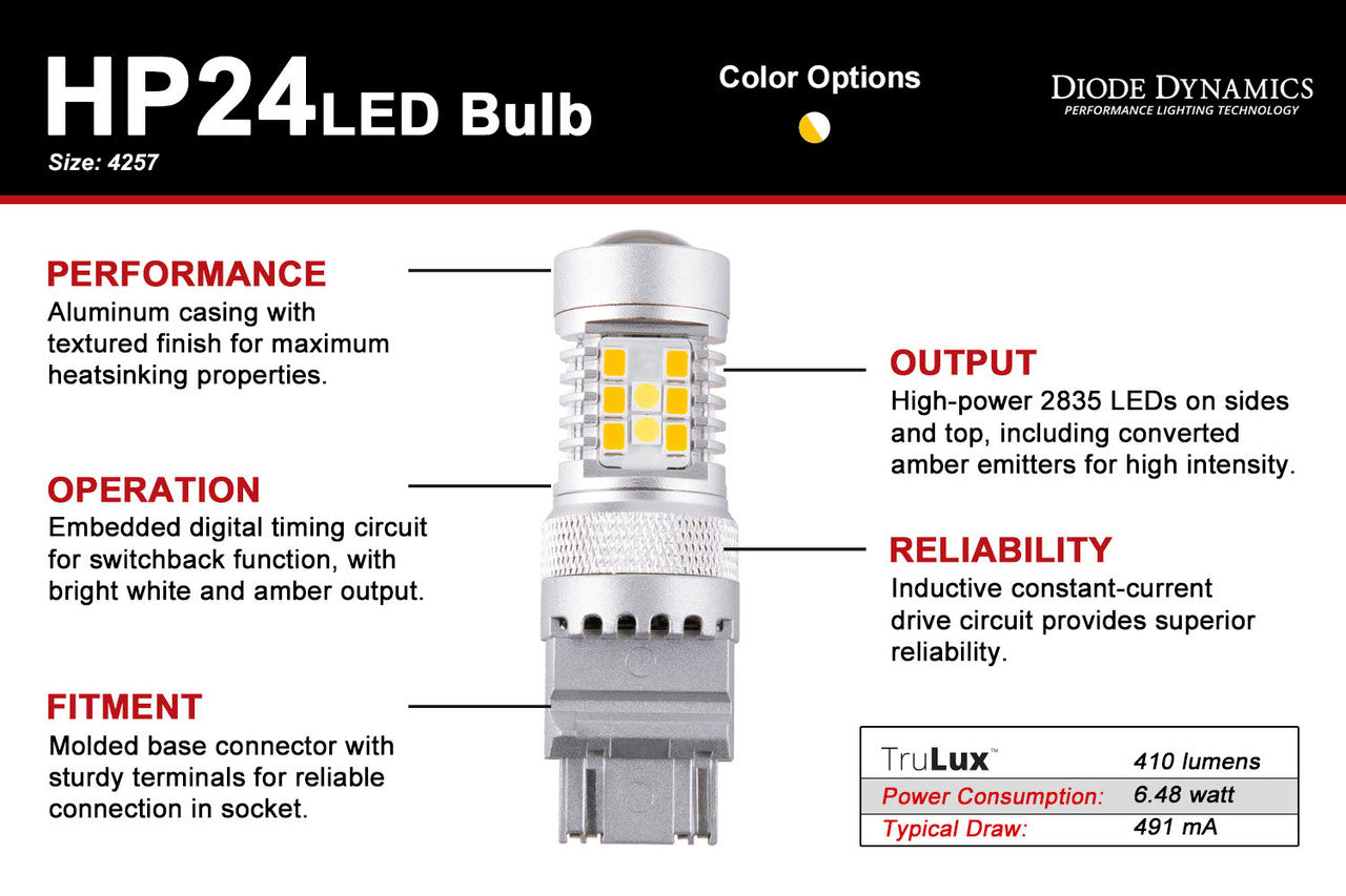 Diode Dynamics 4257 HP24 LED Bulb Cool White Switchback Single - Apollo Off-Road