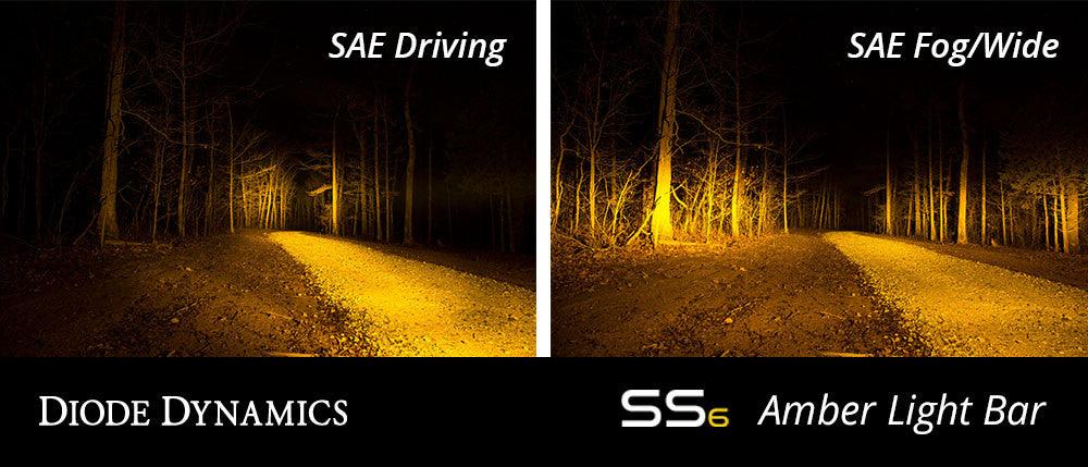 Diode Dynamics 6 Inch LED Light Bar Single Row Straight SS6 Amber Driving Light Bar Pair - Apollo Off-Road
