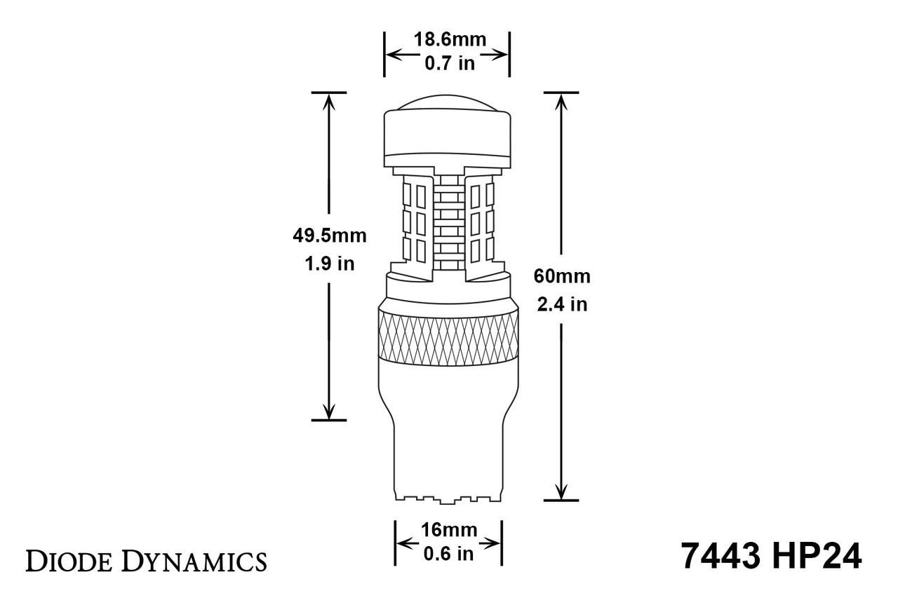 Diode Dynamics 7443 LED Bulb HP24 LED Cool White Switchback Single - Apollo Off-Road