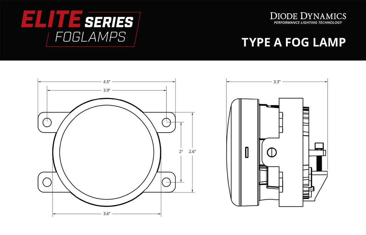 Diode Dynamics Elite Series Fog Lamps for 2007-2012 Nissan Sentra Pair Yellow 3000K - Apollo Off-Road