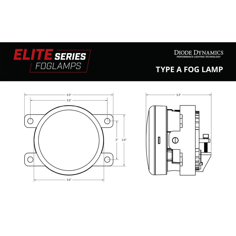 Diode Dynamics Elite Series Fog Lamps for 2011-2013 Acura TSX Pair Yellow 3000K - Apollo Off-Road