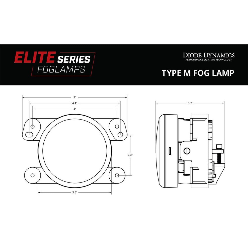 Diode Dynamics Elite Series Fog Lamps for 2014-2017 Jeep Cherokee Pair Cool White 6000K - Apollo Off-Road