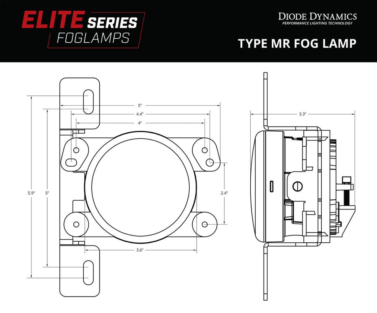 Diode Dynamics Elite Series Fog Lamps for 2018-2022 Jeep JL Wrangler Rubicon w- Steel Bumper Pair Cool White 6000K - Apollo Off-Road