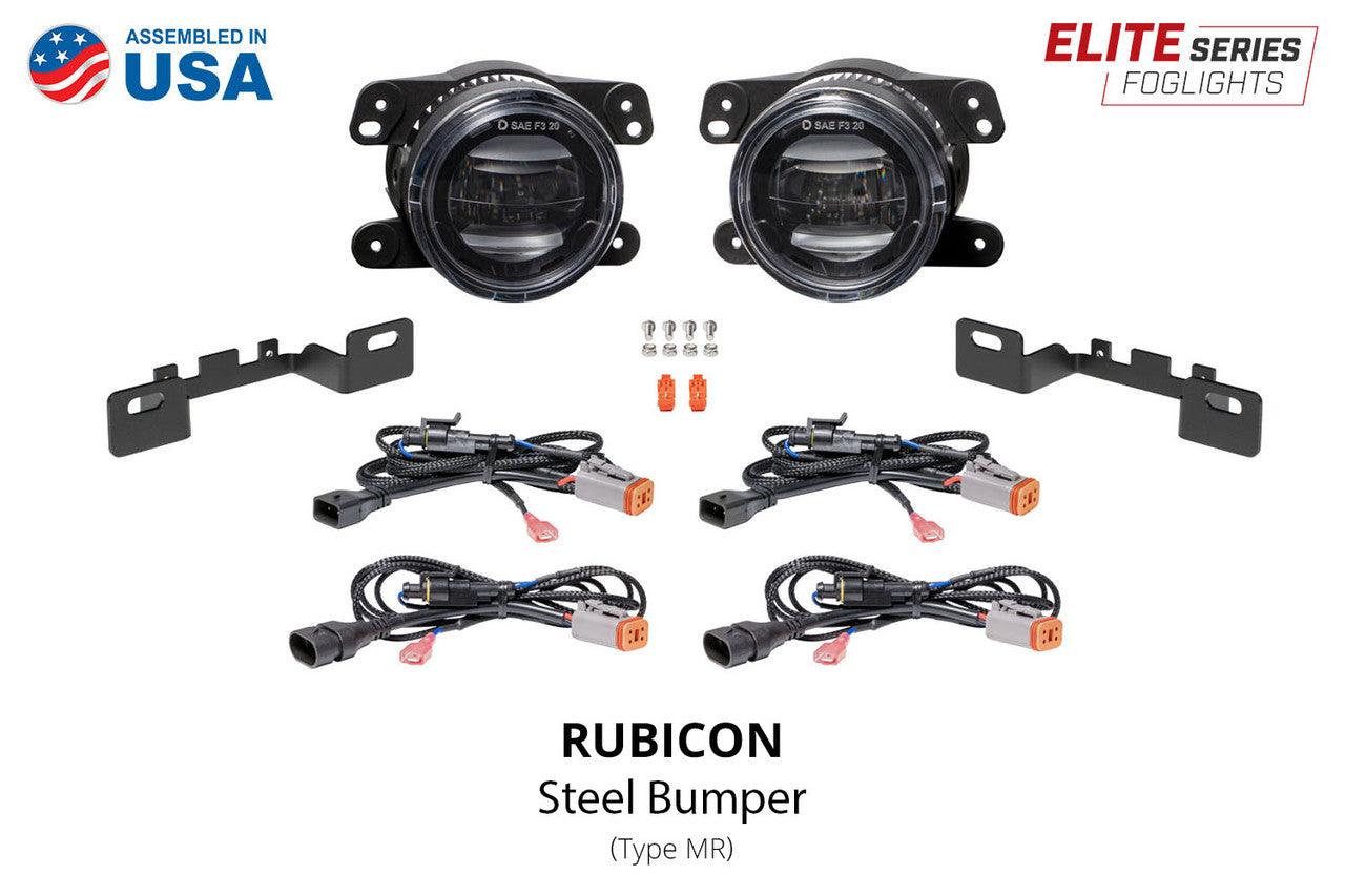 Diode Dynamics Elite Series Fog Lamps for 2018-2022 Jeep JL Wrangler Sahara-Rubicon w- Plastic Bumper Pair Yellow 3000K - Apollo Off-Road