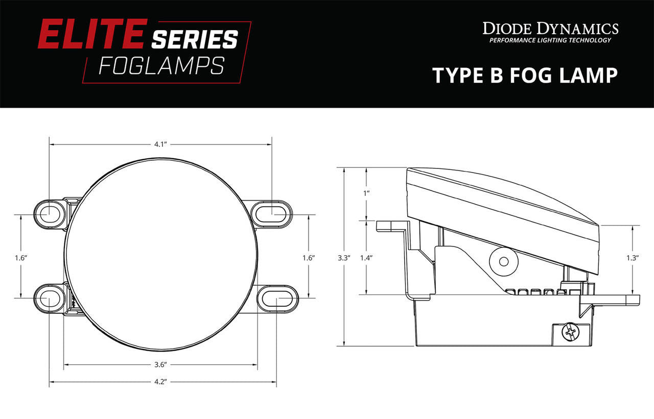Diode Dynamics Elite Series Type B Fog Lamps, White Pair - Apollo Off-Road
