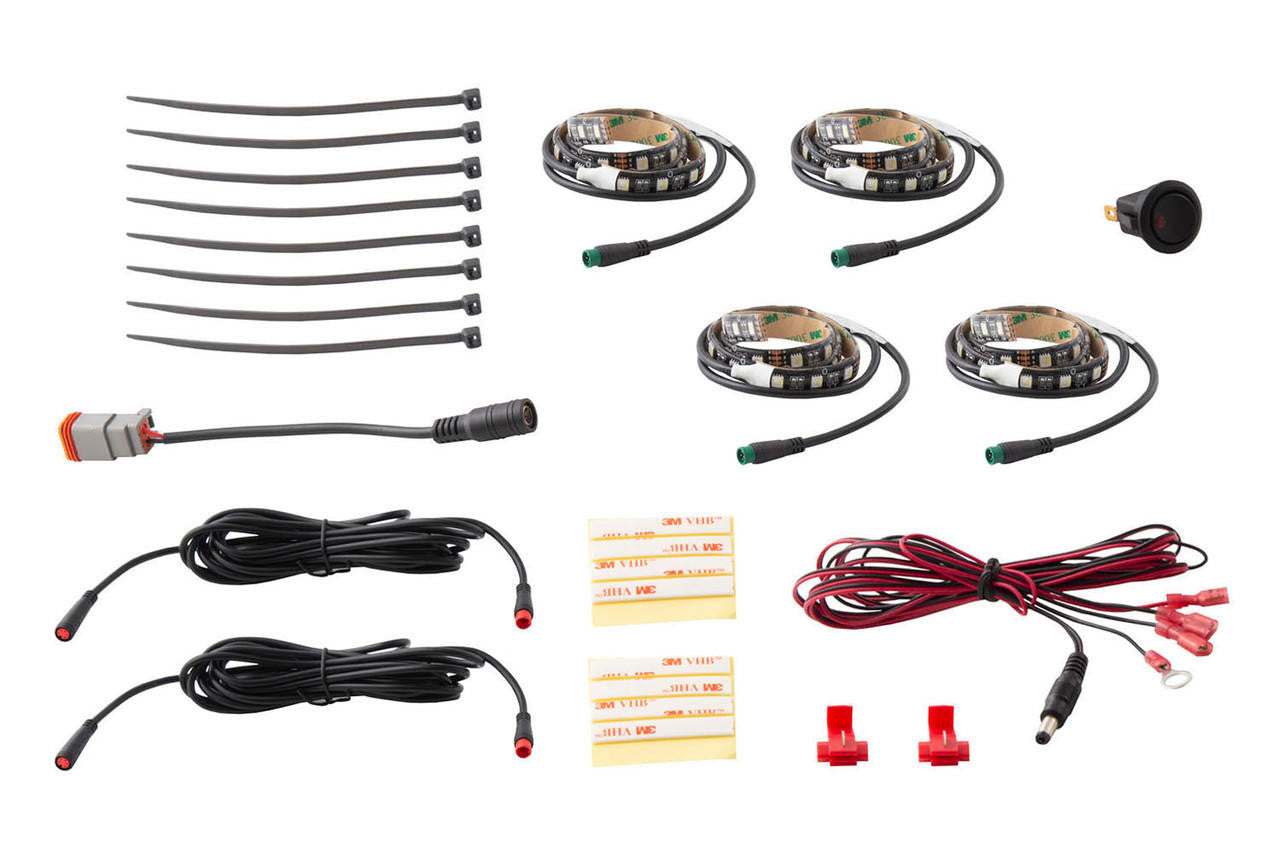 Diode Dynamics RGBW Footwell Strip Kit 4pc Multicolor - Apollo Off-Road