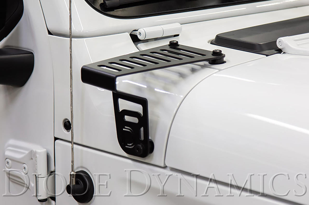 Diode Dynamics SS3 Cowl LED Bracket Kit for 2018-2021 Jeep JL Wrangler-Gladiator, White Sport - Apollo Off-Road