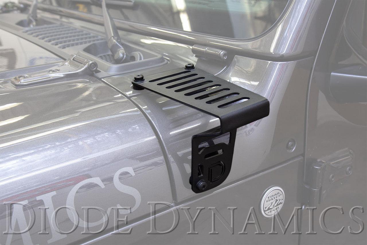 Diode Dynamics SS3 Cowl LED Bracket Kit for 2018-2021 Jeep JL Wrangler-Gladiator, Yellow Sport - Apollo Off-Road