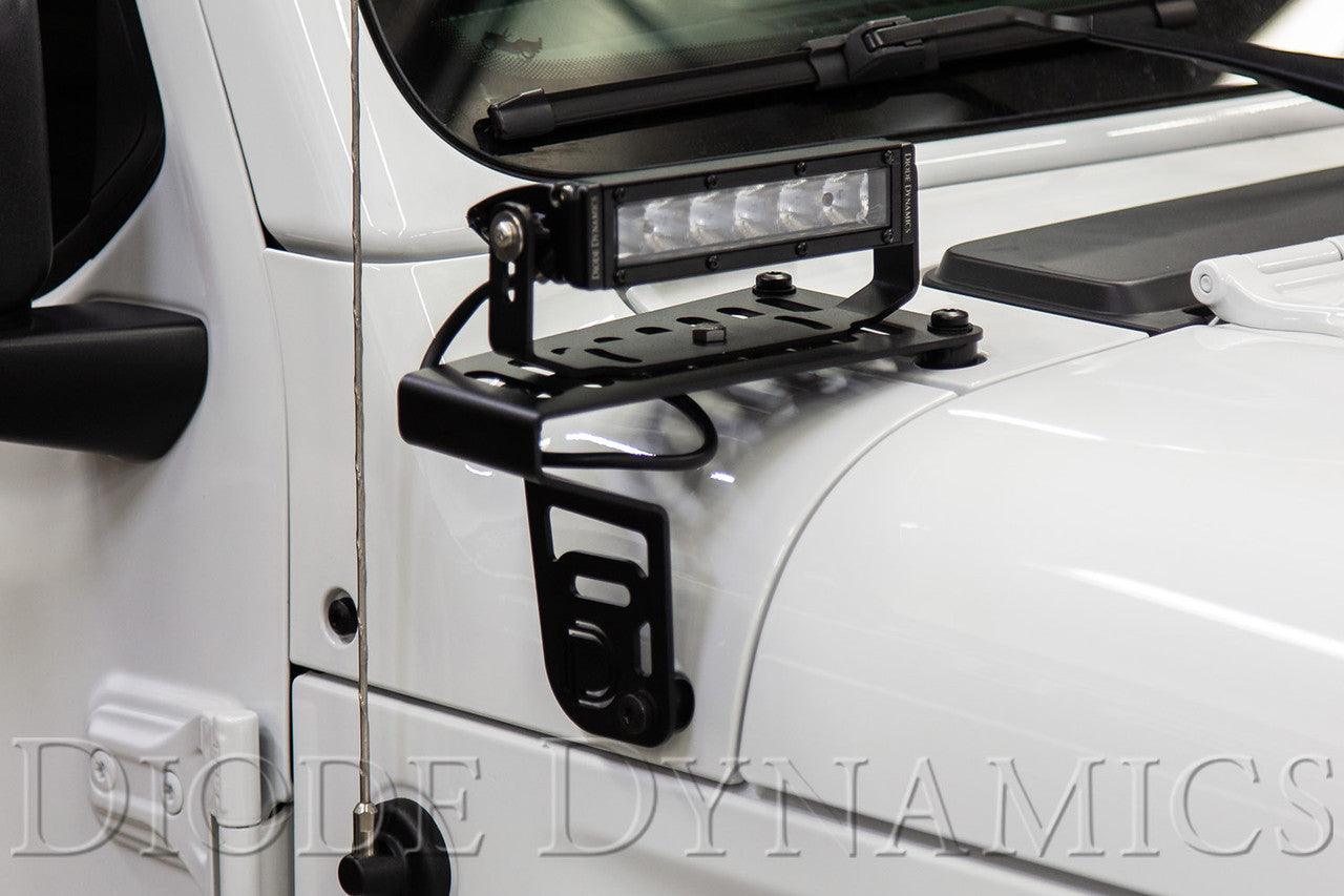 Diode Dynamics SS3 Cowl LED Bracket Kit for 2018-2021 Jeep JL Wrangler-Gladiator, Yellow Sport - Apollo Off-Road
