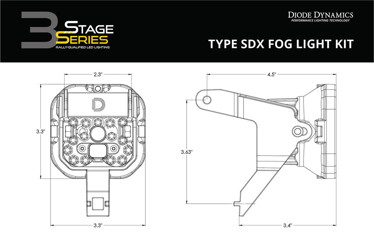 Diode Dynamics SS3 LED Fog Light Kit for 2000-2005 Ford Excursion White SAE-DOT Fog Sport w- Backlight - Apollo Off-Road