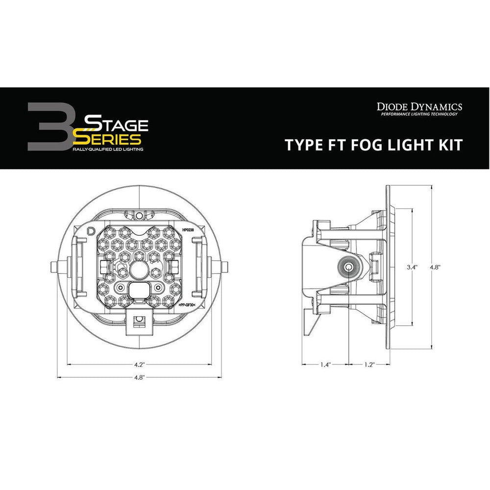 Diode Dynamics SS3 LED Fog Light Kit for 2003-2006 Dodge Viper White SAE-DOT Fog Pro - Apollo Off-Road