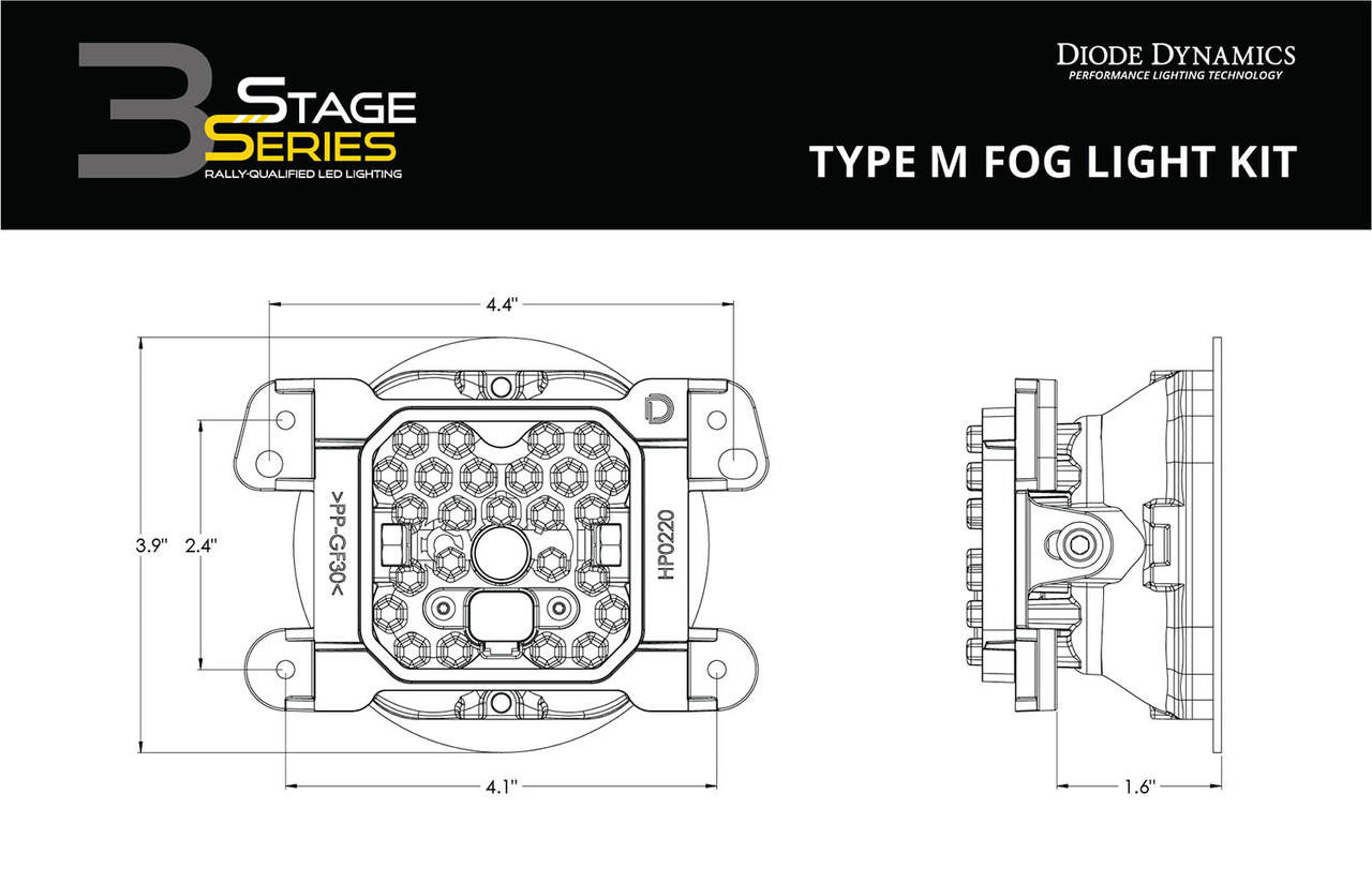 Diode Dynamics SS3 LED Fog Light Kit for 2005-2010 Chrysler 300 White SAE-DOT Fog Max w- Backlight Type M Bracket Kit - Apollo Off-Road
