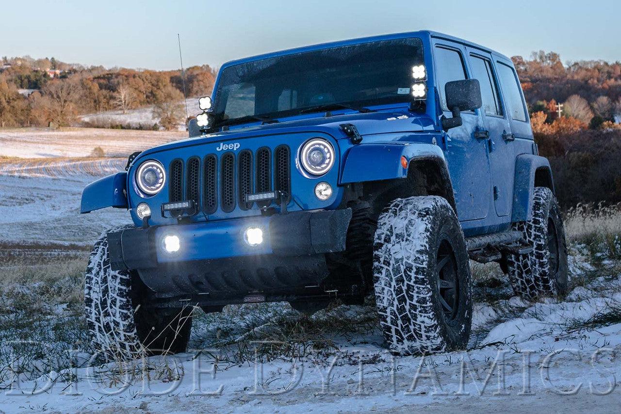 Diode Dynamics SS3 LED Fog Light Kit for 2007-2018 Jeep JK Wrangler White SAE-DOT Driving Sport w- Backlight Type MR Bracket Kit - Apollo Off-Road