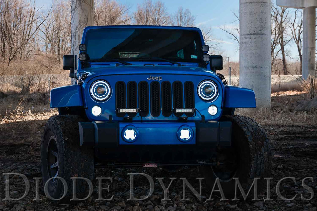 Diode Dynamics SS3 LED Fog Light Kit for 2007-2018 Jeep JK Wrangler White SAE-DOT Fog Max w- Backlight Type M Bracket Kit - Apollo Off-Road