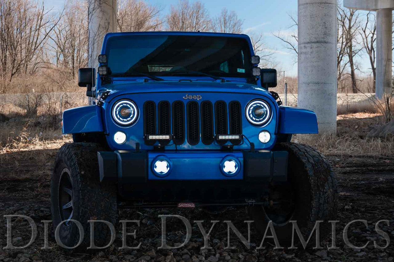 Diode Dynamics SS3 LED Fog Light Kit for 2007-2018 Jeep JK Wrangler White SAE-DOT Fog Sport w- Backlight Type MR Bracket Kit - Apollo Off-Road