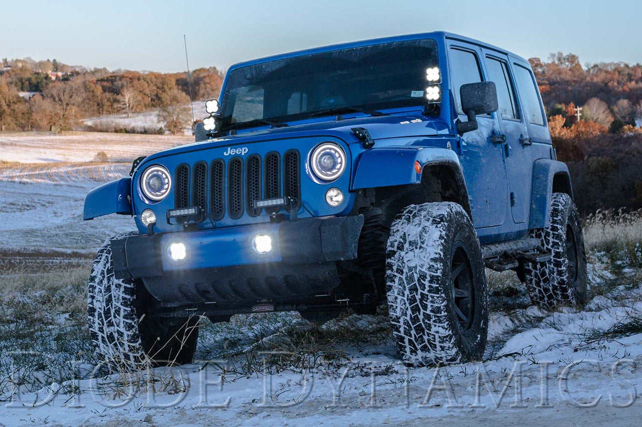 Diode Dynamics SS3 LED Fog Light Kit for 2007-2018 Jeep JK Wrangler Yellow SAE-DOT Fog Pro w- Backlight Type MR Bracket Kit - Apollo Off-Road
