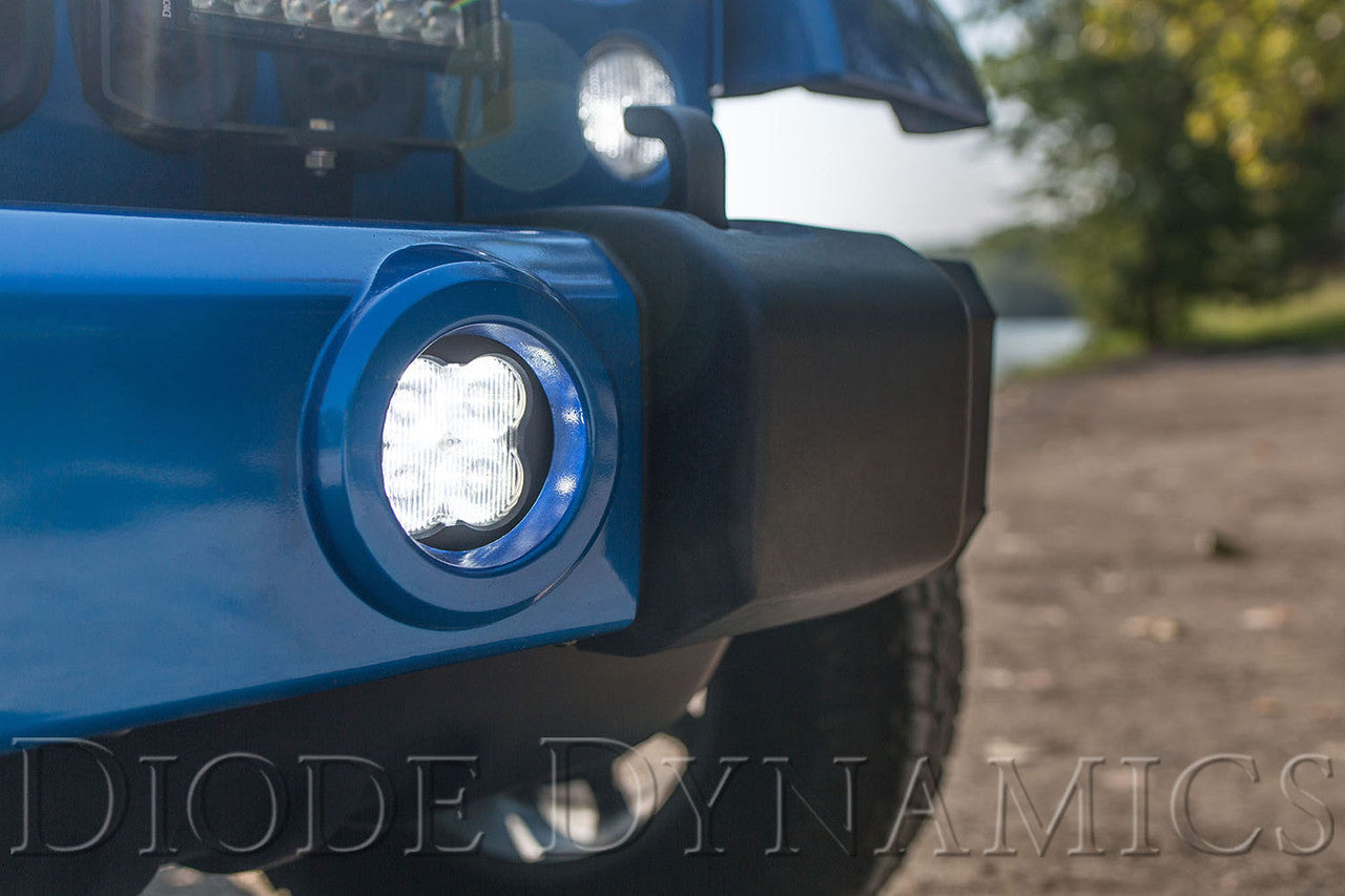 Diode Dynamics SS3 LED Fog Light Kit for 2007-2018 Jeep JK Wrangler Yellow SAE-DOT Fog Pro w- Backlight Type MR Bracket Kit - Apollo Off-Road