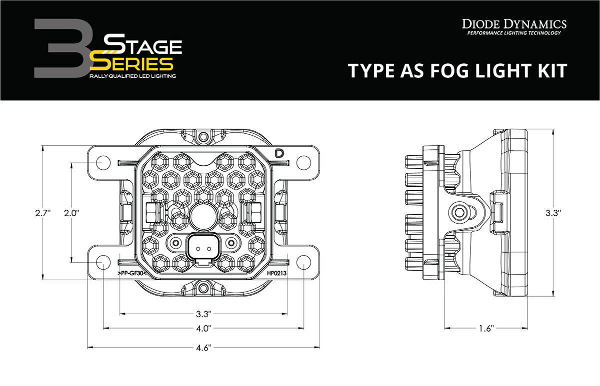 Diode Dynamics SS3 LED Fog Light Kit for 2009-2014 Ford Focus Yellow SAE-DOT Fog Max w- Backlight - Apollo Off-Road