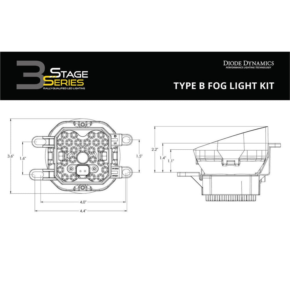 Diode Dynamics SS3 LED Fog Light Kit for 2009-2016 Toyota Corolla White SAE-DOT Fog Max w- Backlight - Apollo Off-Road