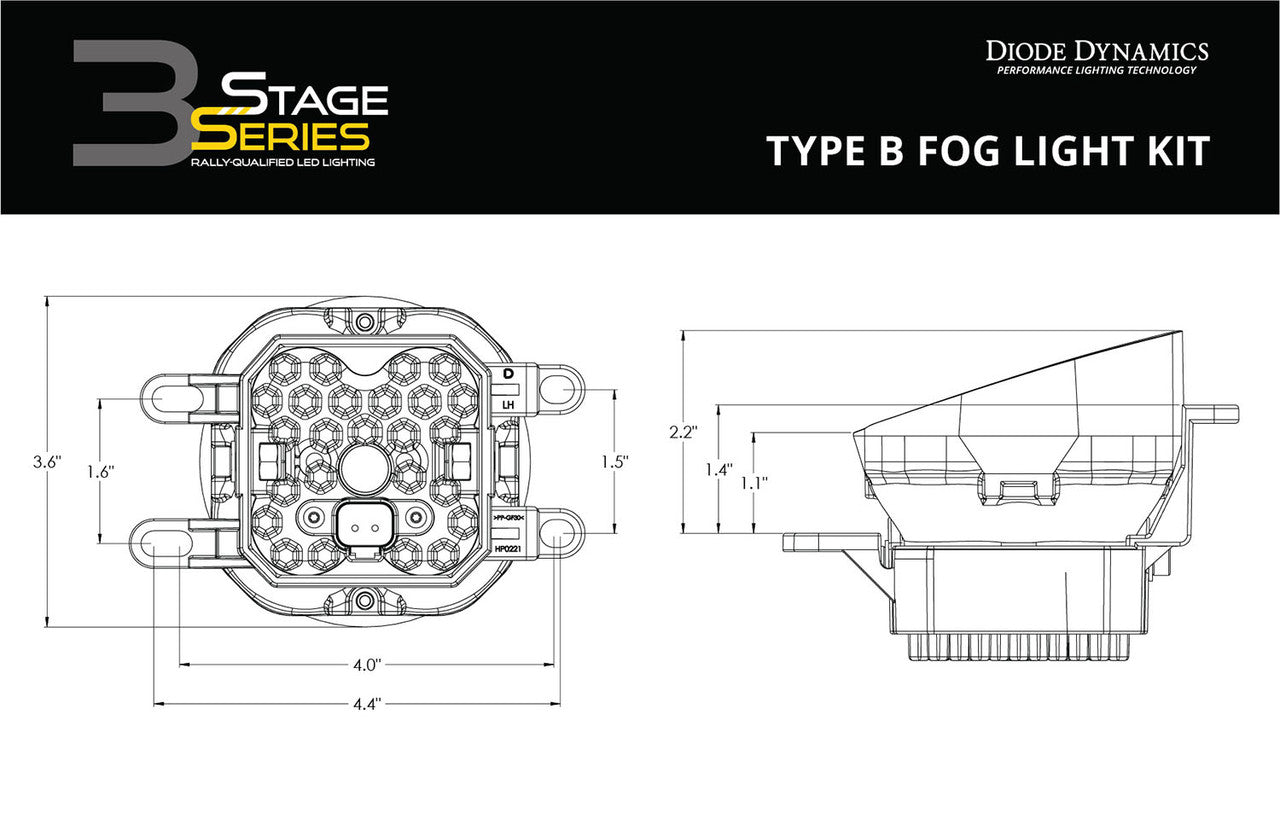 Diode Dynamics SS3 LED Fog Light Kit for 2010-2012 Lexus HS250h Yellow SAE-DOT Fog Max w- Backlight - Apollo Off-Road