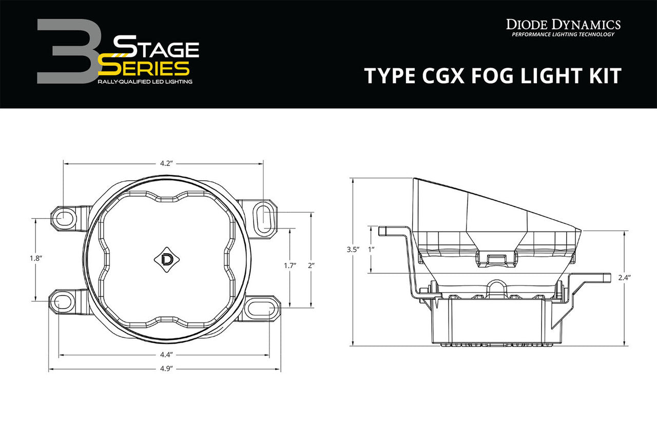Diode Dynamics SS3 LED Fog Light Kit for 2011-2013 Lexus IS250, White SAE-DOT Fog Pro with Backlight - Apollo Off-Road