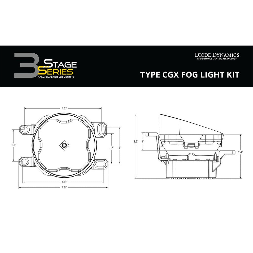 Diode Dynamics SS3 LED Fog Light Kit for 2011-2013 Lexus IS350, Yellow SAE-DOT Fog Sport with Backlight - Apollo Off-Road