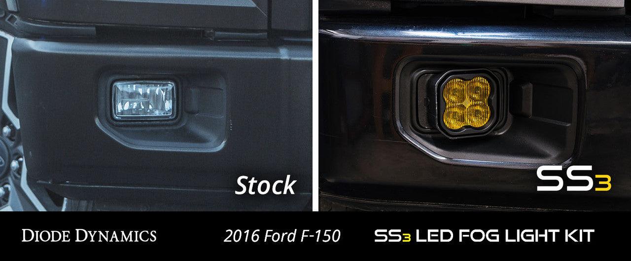 Diode Dynamics SS3 LED Fog Light Kit for 2015-2020 Ford F-150 Yellow SAE-DOT Fog Sport w- Backlight - Apollo Off-Road