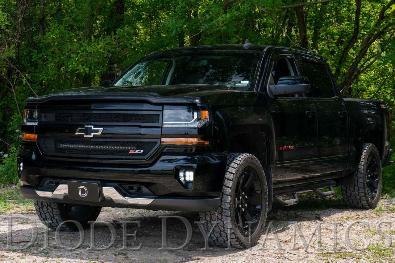 Diode Dynamics SS3 LED Fog Light Kit for 2016-2018 Chevrolet Silverado 1500 White SAE-DOT Fog Pro w- Backlight - Apollo Off-Road
